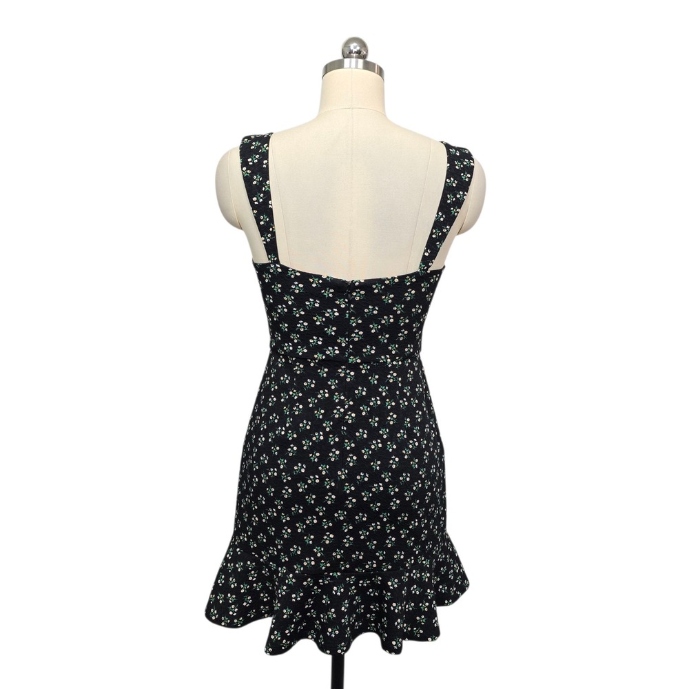 Hutch Black Floral Daisy Print Sweetheart Ruffle Hem Mini Dress Women's Size XS - Picture 2 of 9